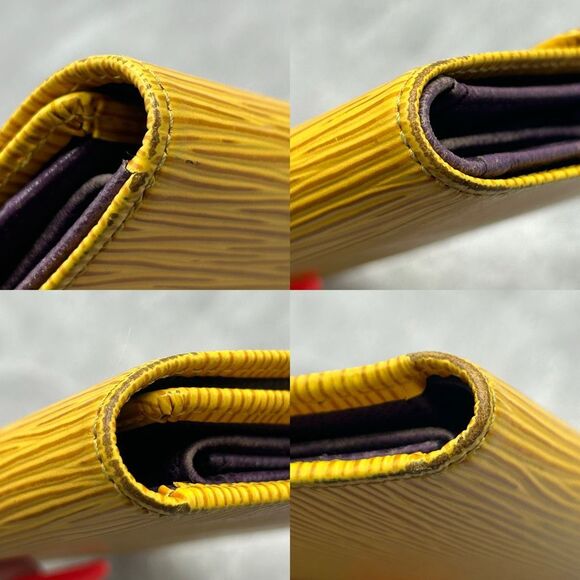 Louis Vuitton Yellow Epi Leather Sarah Trifold Wallet Snap Closure Luxury - Picture 12 of 16